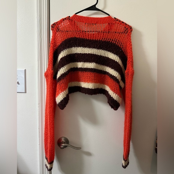 Urban Outfitters Kimchi Blue Striped Open Knit Cropped - Picture 6 of 8